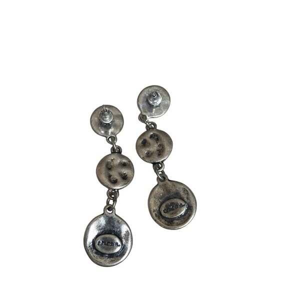 Chicos Silver Tone Hammered Discs Earrings Necklace Set Textured Boho Neutral - Picture 9 of 11